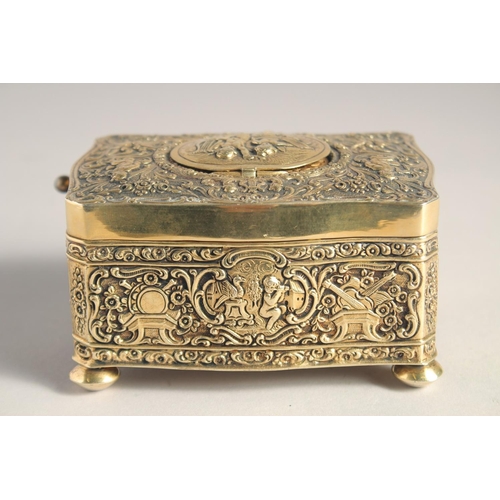 1355 - A SUPERB 19TH CENTURY GERMAN SILVER.925 SINGING BIRD BOX, the case decorated with scrolls and cupids... 