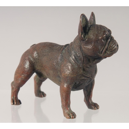 1438 - A CAST BRONZE MODEL OF A DOG. 7.5cm long.