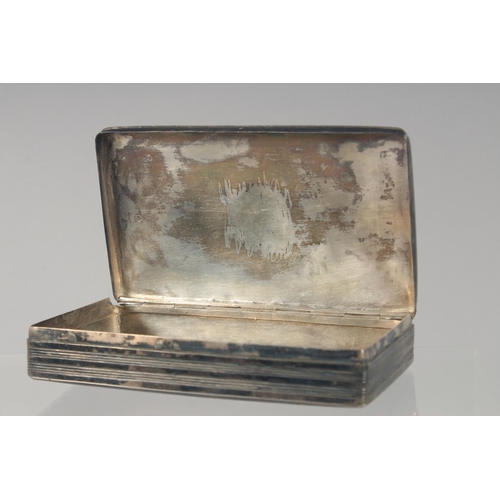 1444 - A DUTCH SILVER TOBACCO BOX, with engine turned decoration 13cm long.