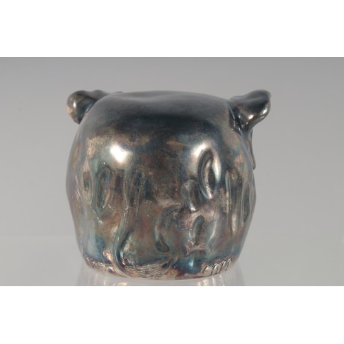 1447 - A CAST RUSSIAN SILVER AND SILVER GILT VODKA CUP, modelled as an elephant. with glass eyes Mark: Head... 