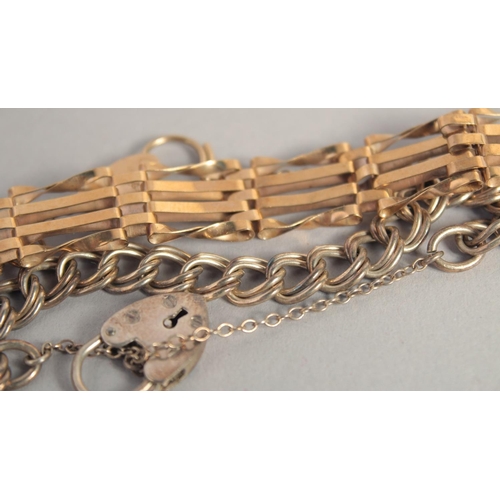 1534 - A 9CT GOLD GATE LINK BRACELET and a SMALL 9CT GOLD BRACELET. 21gms.