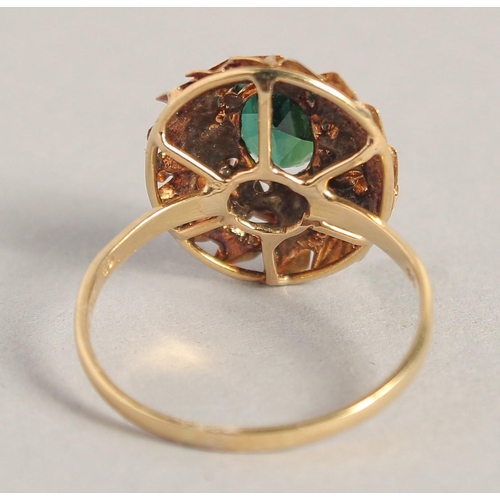 1539 - AN 18CT GOLD TOURMALINE RING.