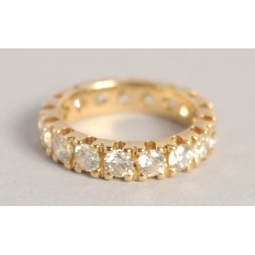 1542 - A SUPERB 18CT YELLOW GOLD DIAMOND ETERNITY RING set with 4ct diamonds of twenty stones, in an Asprey... 