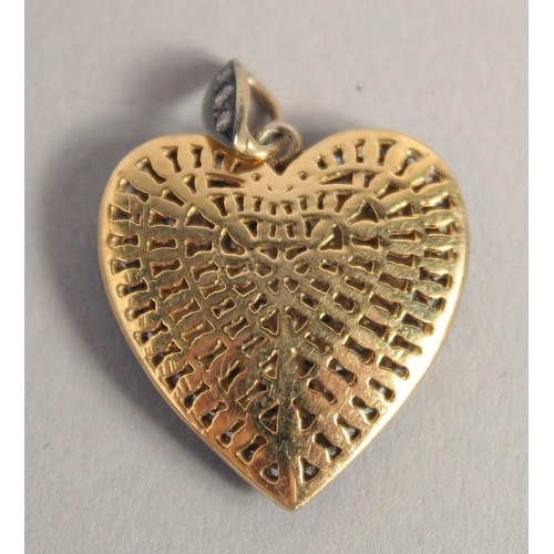 1547 - A VICTORIAN STYLE GOLD HEART SHAPED LOCKET set with rose diamonds.