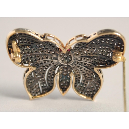 1562 - A GOOD DIAMOND SET BUTTERFLY BROOCH in a WORTSKI case.