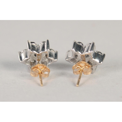 1588 - A GOOD PAIR OF 9CT GOLD DIAMOND CLUSTER EAR STUDS.