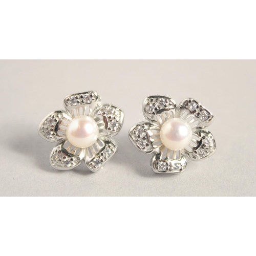 1659 - A PAIR OF SILVER PEARL EARRINGS.