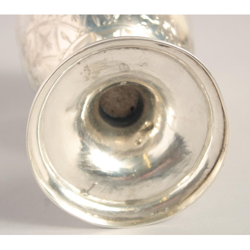 1694 - A GOOD BRIGHT CUT SILVER GOBLET with key pattern, acanthus and other decoration. 7ins high.