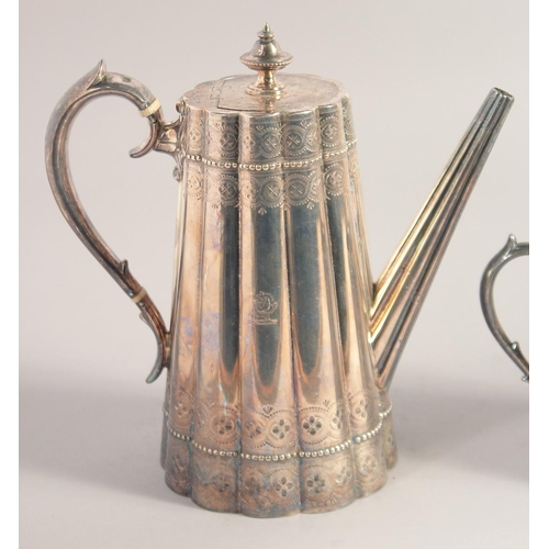 1699 - A VICTORIAN SILVER BAMBOO DESIGN FOUR PIECE TEA SET, comprising: tea pot, hot water jug, sugar basin... 