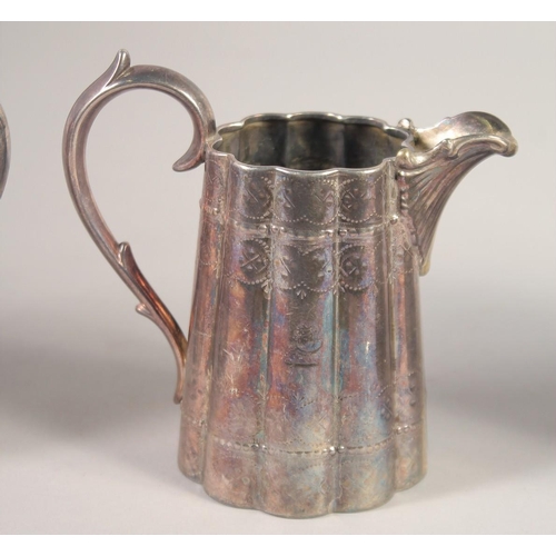 1699 - A VICTORIAN SILVER BAMBOO DESIGN FOUR PIECE TEA SET, comprising: tea pot, hot water jug, sugar basin... 