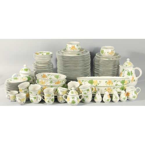 1128 - A LARGE VILLEROY & BOCH GERANIUM DINNER SERVICE comprising thirty 10-inch dinner plates, twenty-eigh... 