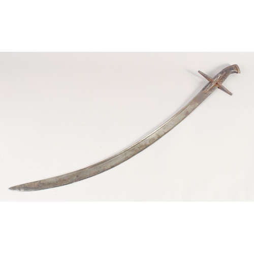 128 - A POLISH HUSSAR'S SWORD, mid-18th century, curved single edged curved blade with one fuller struck w... 