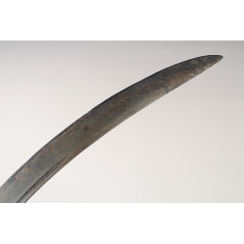 128 - A POLISH HUSSAR'S SWORD, mid-18th century, curved single edged curved blade with one fuller struck w... 