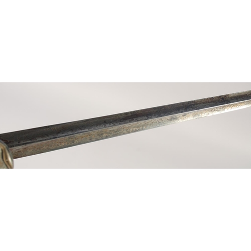 133 - A FRENCH COURT SWORD SECOND EMPIRE, circa 1810, slender etched blade of hollow triangular section, s... 