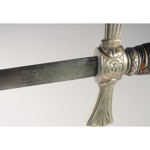 139 - An AMERICAN SOCIETY SWORD, late 19th century, slender double-edged straight blade etched with 'Ames ... 