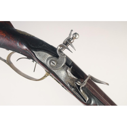 148 - A GERMAN JAEGER RIFLE, circa 1750, octagonal sighted 14 bore 30.5 in barrel, flintlock signed 'Flavs... 