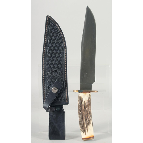 15 - BOKER, an antler handle knife stainless steel blade 14