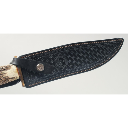 15 - BOKER, an antler handle knife stainless steel blade 14