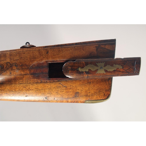 152 - A GERMAN FLINTLOCK SPORTING GUN, dated 1768, 13 bore octagonal 29.5 in barrel, indistinctly signed &... 