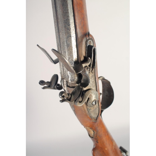 153 - A DOUBLE-BARRELLED FLINTLOCK GERMAN SPORTING GUN, circa 1780, octagonal to round 18 bore 33in barrel... 