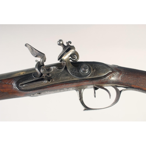 154 - A FINE FRENCH DOUBLE-BARRELLED FLINTLOCK SPORTING GUN, circa 1810, round 22 bore 33.5