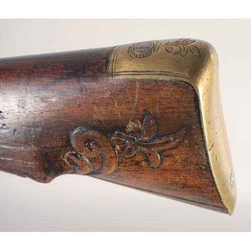 155 - A GERMAN SINGLE BARRELLED PERCUSSION SPORTING GUN, circa 1770, converted circa 1835, octagonal to ro... 