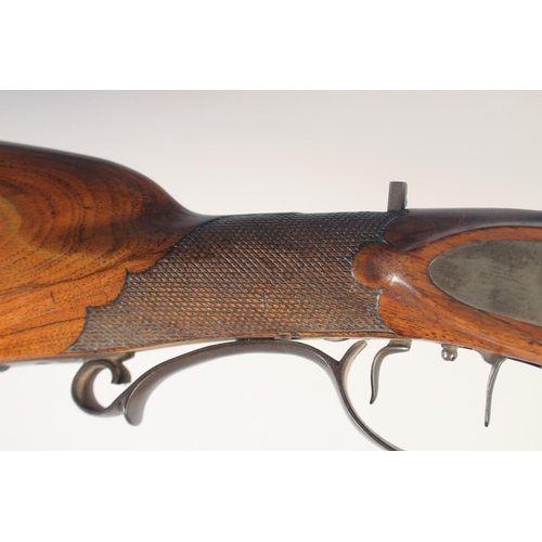 156 - A GERMAN PERCUSSION TARGET RIFLE, circa 1845, .650 octagonal 25in barrel with adjustable fore & rear... 