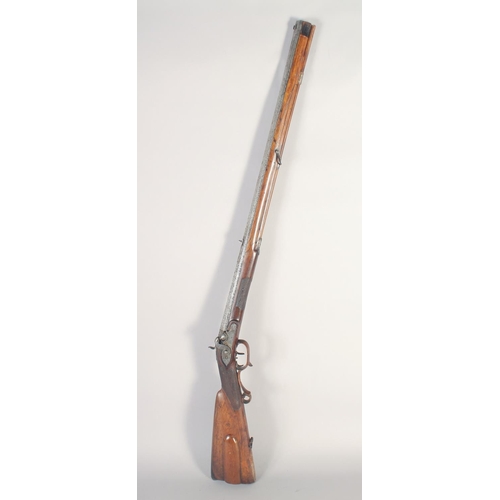 158 - A GERMAN SPORTING RIFLE, circa 1780 converted 1835, .650 octagonal 28.5 in barrel, adjustable fore &... 