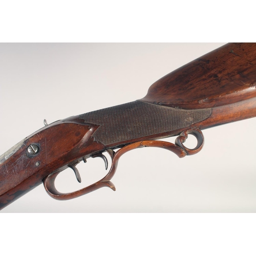 158 - A GERMAN SPORTING RIFLE, circa 1780 converted 1835, .650 octagonal 28.5 in barrel, adjustable fore &... 