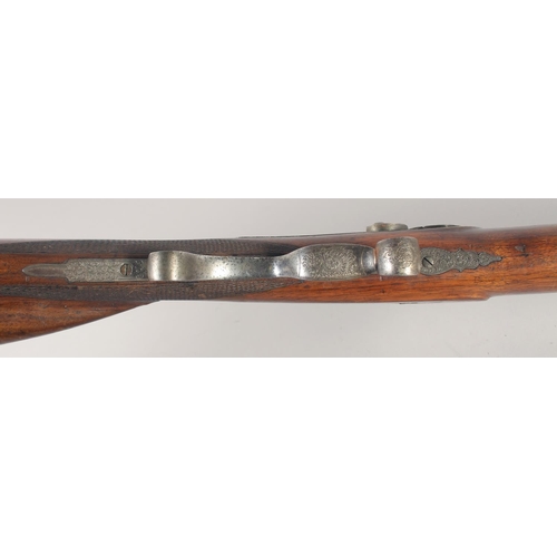 159 - A MASSIVE GERMAN PERCUSSION RIFLE, circa 1850, heavy .700 octagonal 36in barrel, adjustable rear sig... 