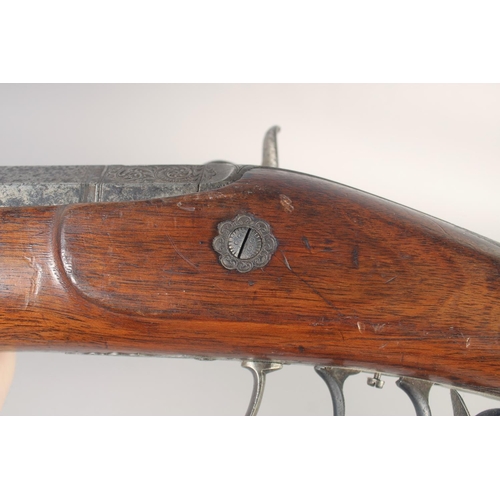 159 - A MASSIVE GERMAN PERCUSSION RIFLE, circa 1850, heavy .700 octagonal 36in barrel, adjustable rear sig... 