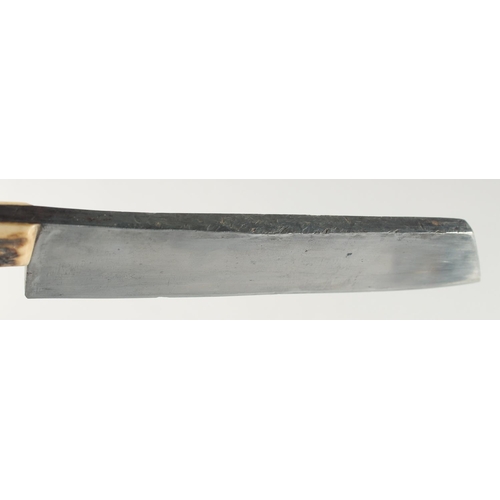 16 - AN ANTLER HANDLE CHOPPER KNIFE, 13