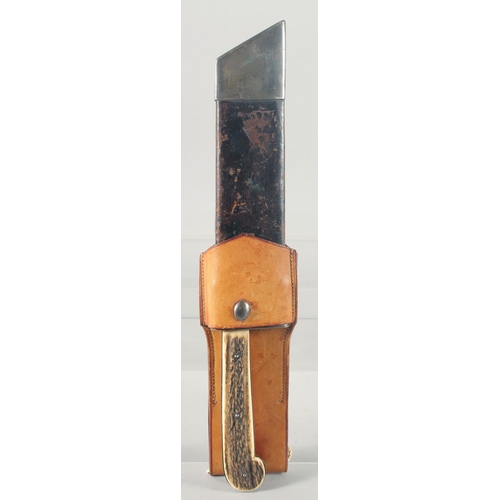 16 - AN ANTLER HANDLE CHOPPER KNIFE, 13