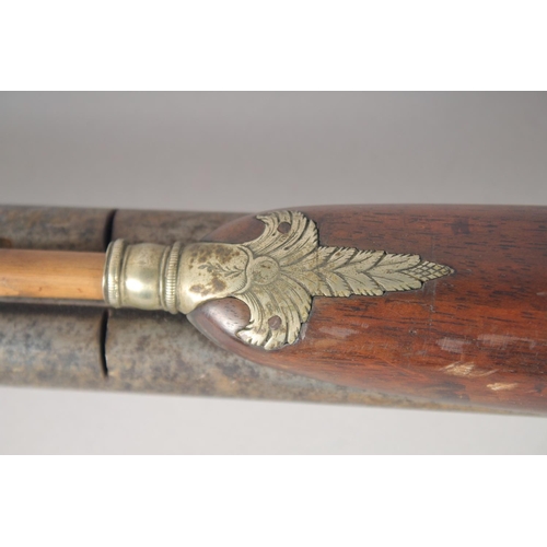 163 - A DOUBLE-BARRELLED GERMAN PERCUSSION SPORTING GUN, round 16 bore 33in barrels signed 'P Ebert in Suh... 