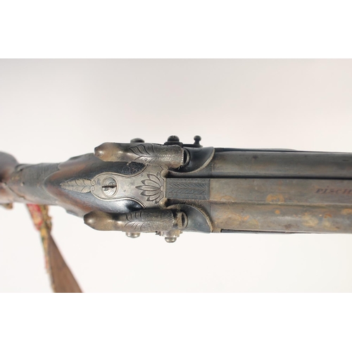 164 - A GERMAN PERCUSSION SPORTING GUN, circa 1845, round 28 bore 32in barrels with raised rib, signed 'Fi... 