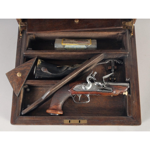 167 - A FRENCH FLINTLOCK POCKET PISTOL, circa 1810, octagonal to round 50 bore 3.25 in barrel, lock signed... 