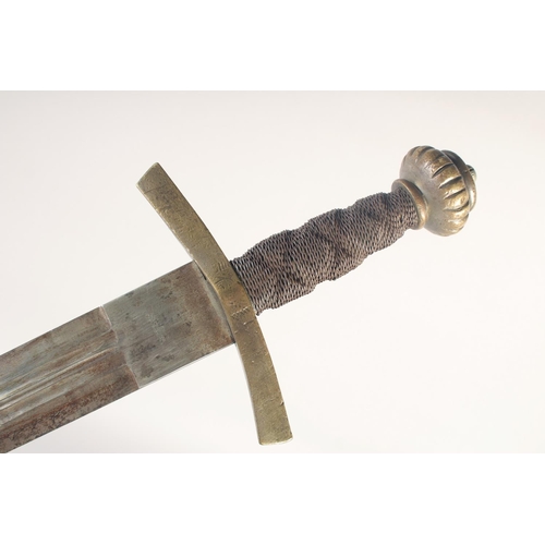 171 - A THEATRICAL REPLICA OF A GERMAN EXECUTIONER'S SWORD, early 20th century, wide 33in blade with 3 ful... 