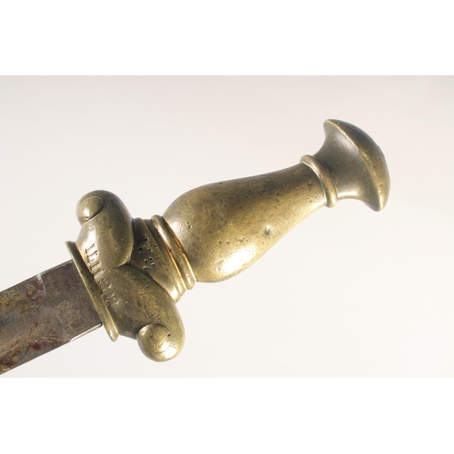 177 - A REPLICA OF AN EGYPTIAN SWORD, early 20th century, straight double edged blunt 28in blade struck wi... 