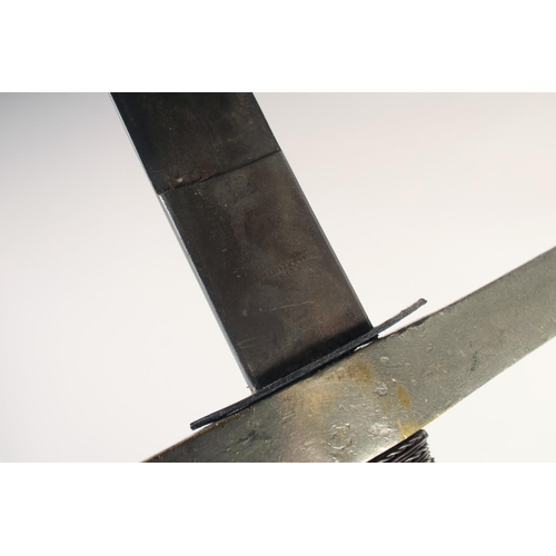 183 - A REPLICA OF KNIGHTLY SWORD, early 20th century, long double edged tapered 35.5 in blade stamped 'Au... 