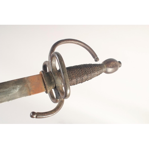 187 - A THEATRICAL REPLICA OF A MILITARY RAPIER, early 20th century, double edged blunt 27 in blade stampe... 