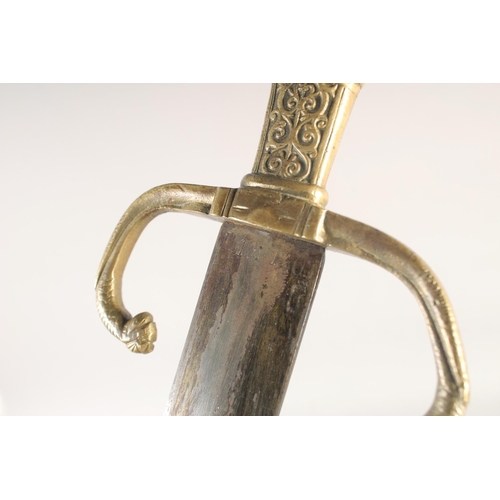 191 - A REPLICA OF A VENETIAN KNIGHTLY SWORD, early 20th century, straight edged pointed 33in blade, brass... 