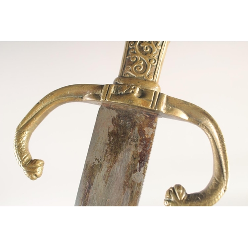 191 - A REPLICA OF A VENETIAN KNIGHTLY SWORD, early 20th century, straight edged pointed 33in blade, brass... 