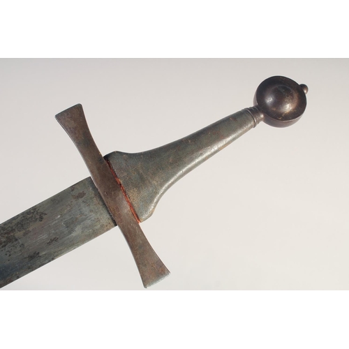 198 - A REPLICA OF A KNIGHTLY HAND & A HALF SWORD, early 20th century, wide straight pointed double edged ... 