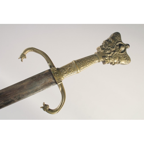 200 - A REPLICA OF A VENETIAN KNIGHTLY SWORD, early 20th century, straight edged pointed 31.5