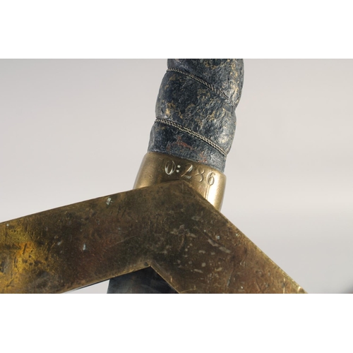 207 - A REPLICA OF A KNIGHTLY HAND & A HALF SWORD, early 20th century, tapering double edged pointed 30in ... 