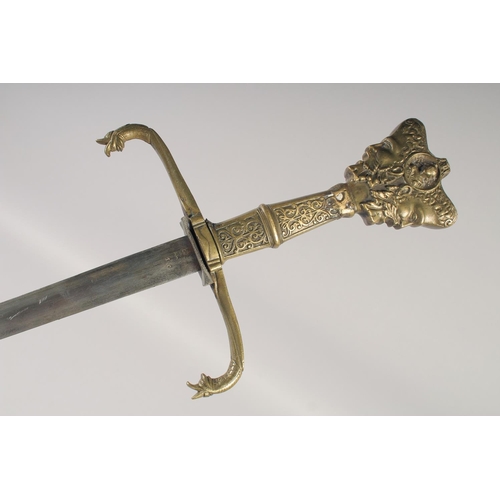 209 - A REPLICA OF A VENETIAN KNIGHTLY SWORD, early 20th century, straight edged slender pointed 29in blad... 