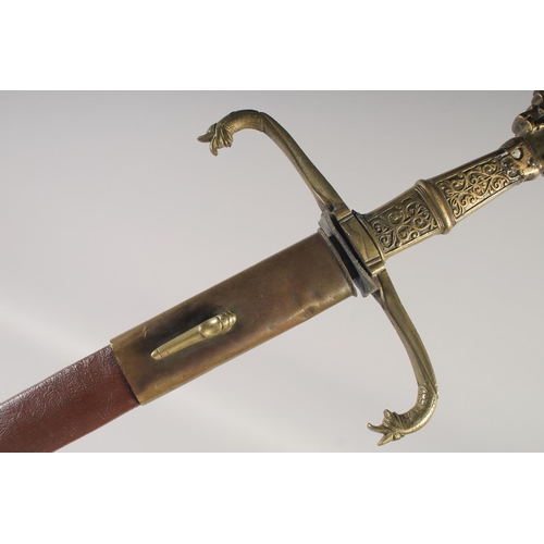 209 - A REPLICA OF A VENETIAN KNIGHTLY SWORD, early 20th century, straight edged slender pointed 29in blad... 