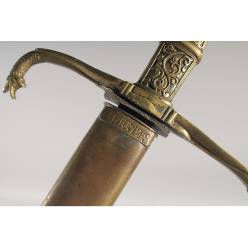 209 - A REPLICA OF A VENETIAN KNIGHTLY SWORD, early 20th century, straight edged slender pointed 29in blad... 