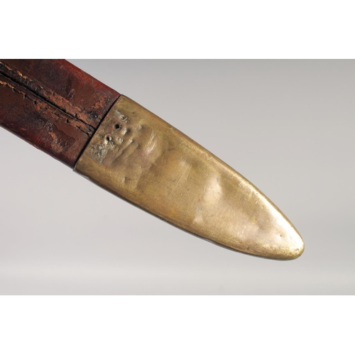 211 - A REPLICA OF AN IRON AGE SWORD, early 20th century, wide straight pointed 27in blade with an armoure... 