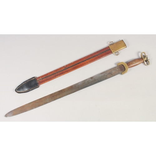 216 - A REPLICA OF A GERMAN KNIGHTLY SWORD, early 20th century, wide double blunt tipped edged 31 ½ in bla... 